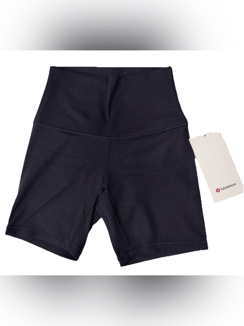NWT LULULEMON SIZE 4 ALIGN RIBBED HIGH RISE 6” SHORT AUTHENTIC BLACK RIBBED $74